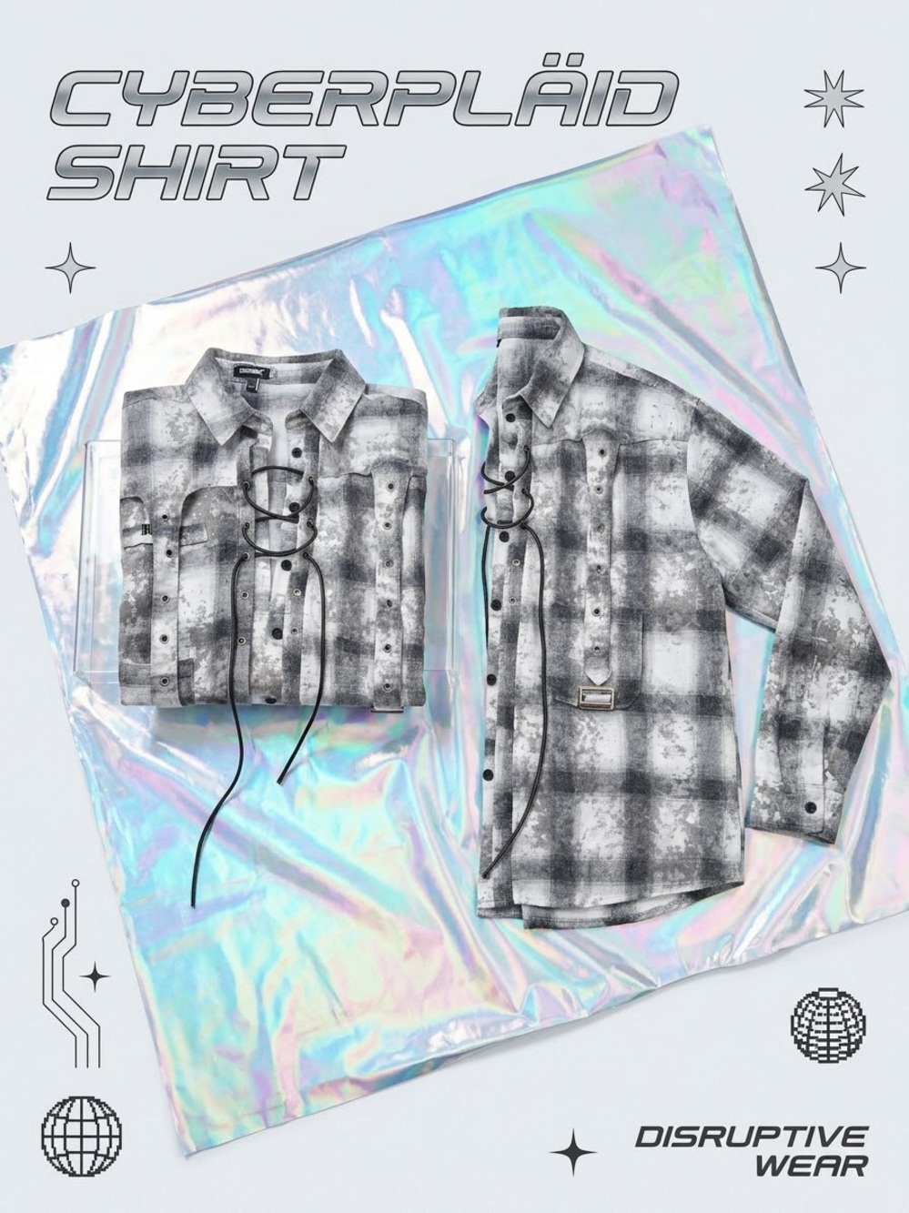 Disruptive Wear Women's Black & White Plaid Long Sleeve Shirt